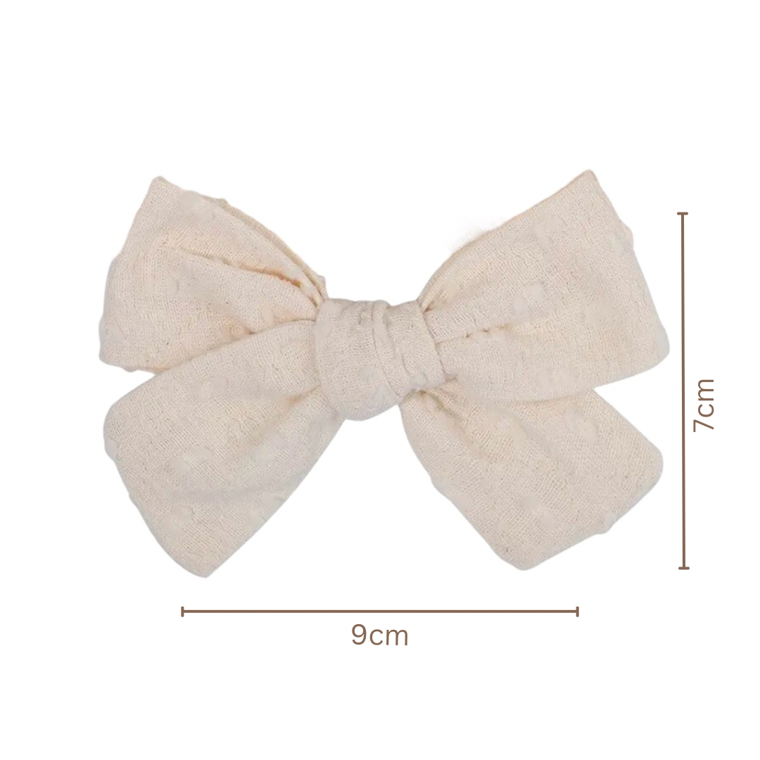 Textured Bow Clip Set | Cream