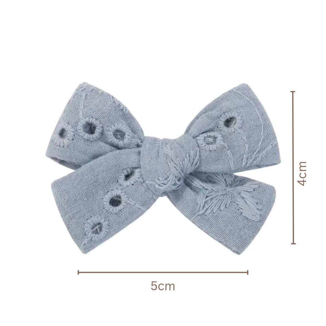 Mini Bow Clip Set | Steel Blue