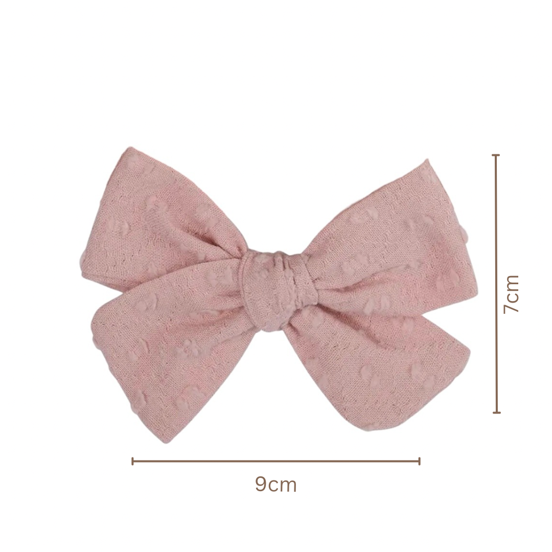 Textured Bow Clip Set | Dusty Pink