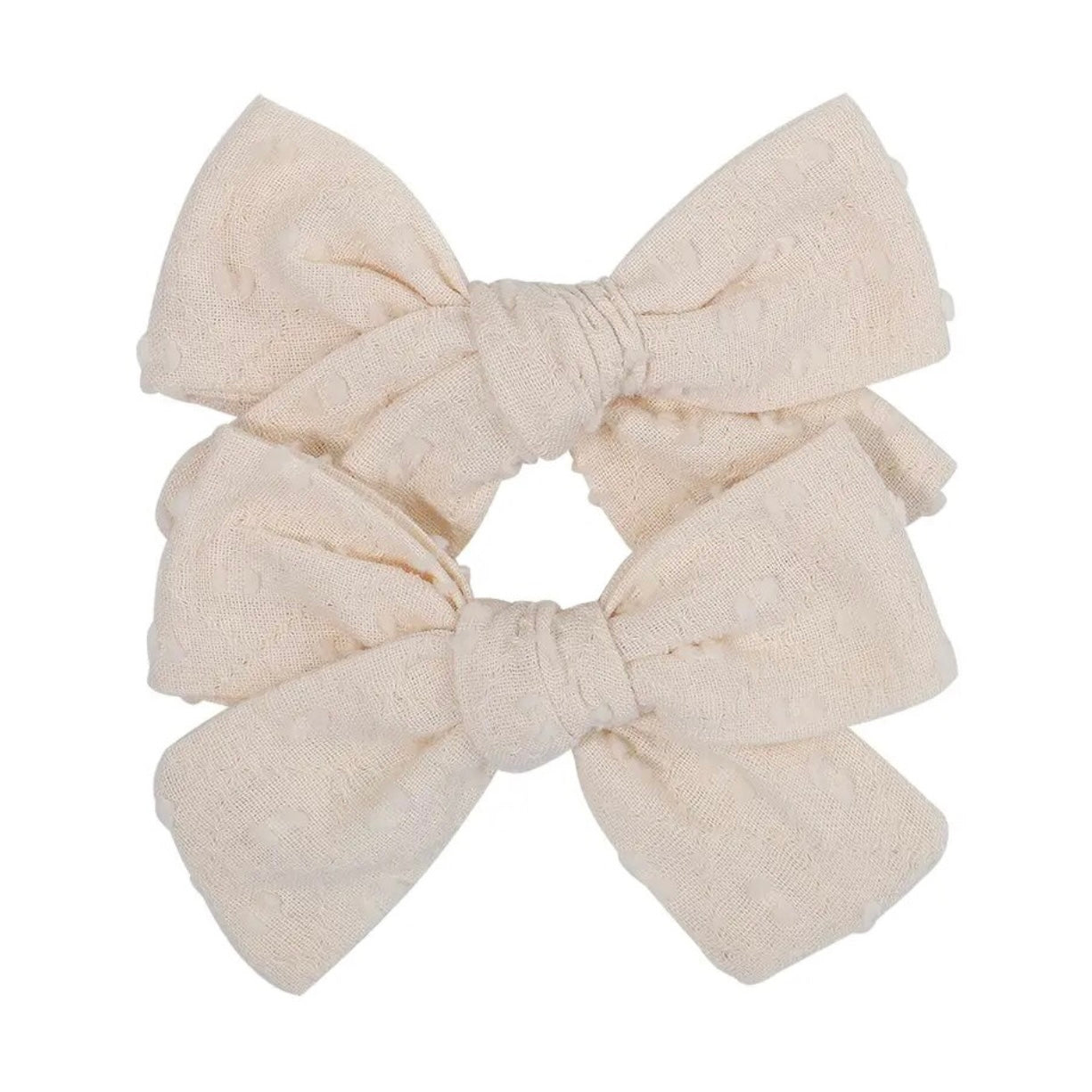 Textured Bow Clip Set | Cream