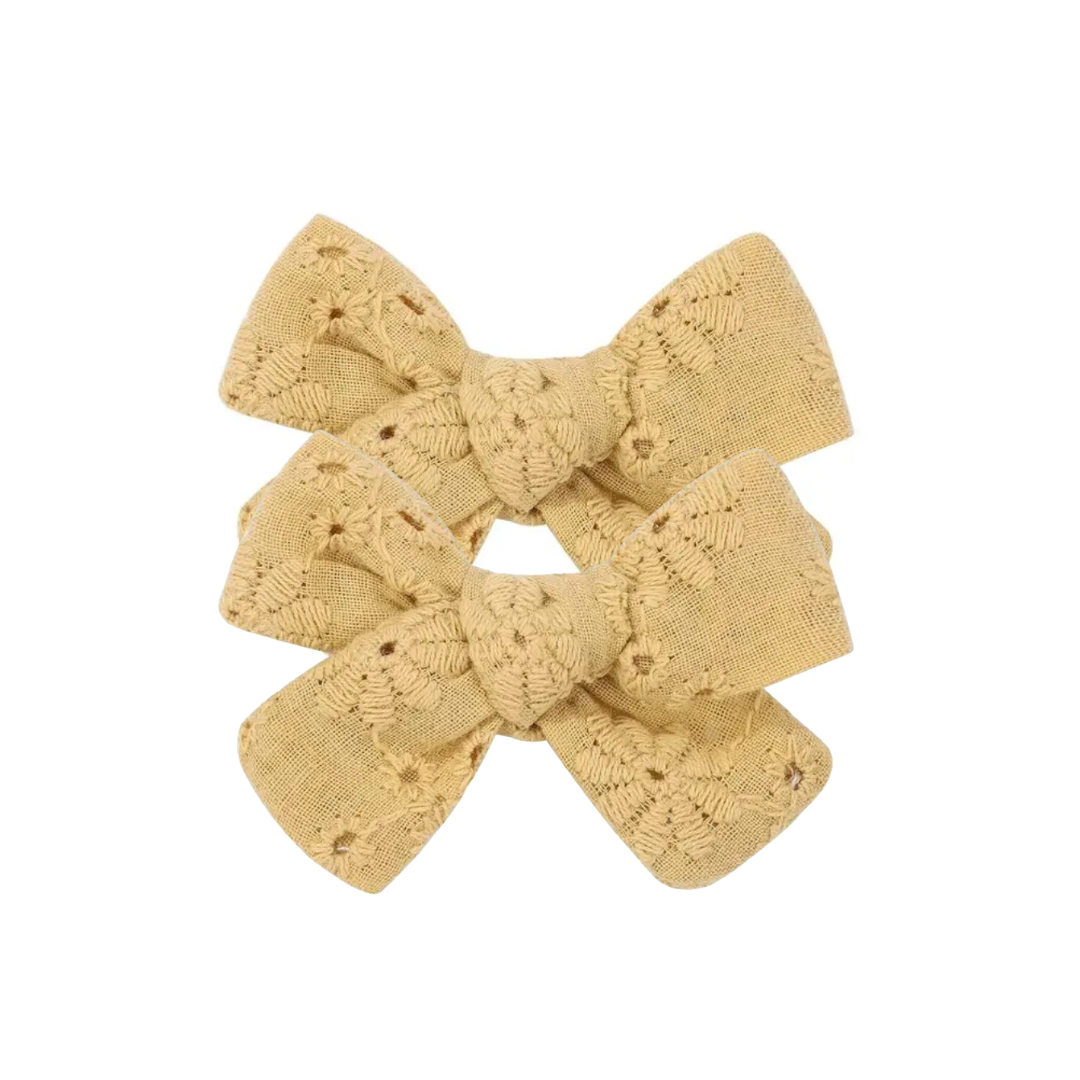 Mini Bow Clip Set | Mustard