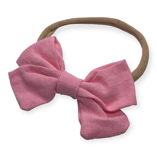 Linen Bow | Bright Pink