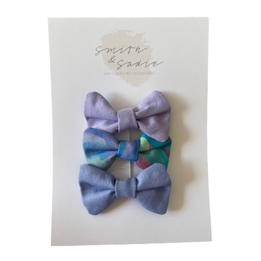 Mini Bow Clip 3 Pack | Purple